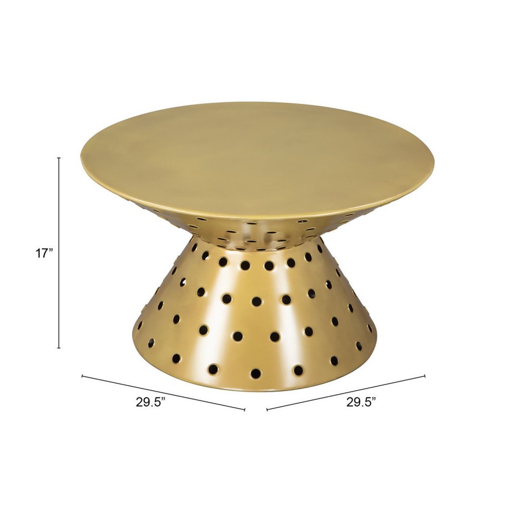 30" Gold Iron Round Pedestal Coffee Table