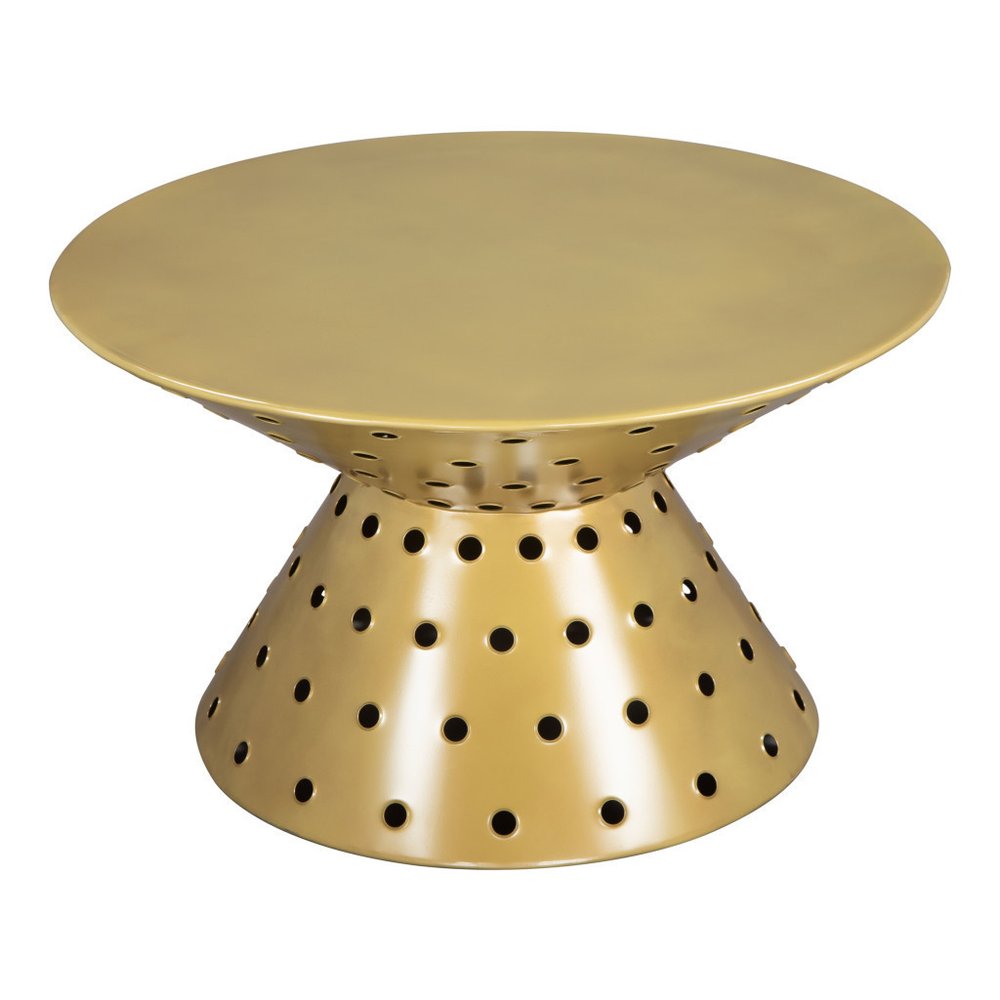 30" Gold Iron Round Pedestal Coffee Table