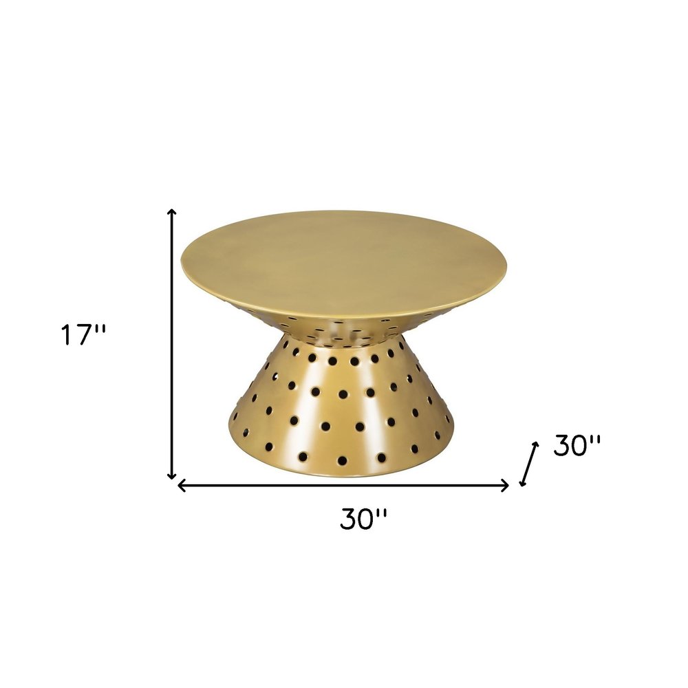 30" Gold Iron Round Pedestal Coffee Table