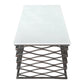 50" White and Antiqued Bronze Genuine Marble and Aluminum Abstract Coffee Table