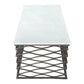 50" White and Antiqued Bronze Genuine Marble and Aluminum Abstract Coffee Table