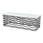 50" White and Antiqued Bronze Genuine Marble and Aluminum Abstract Coffee Table