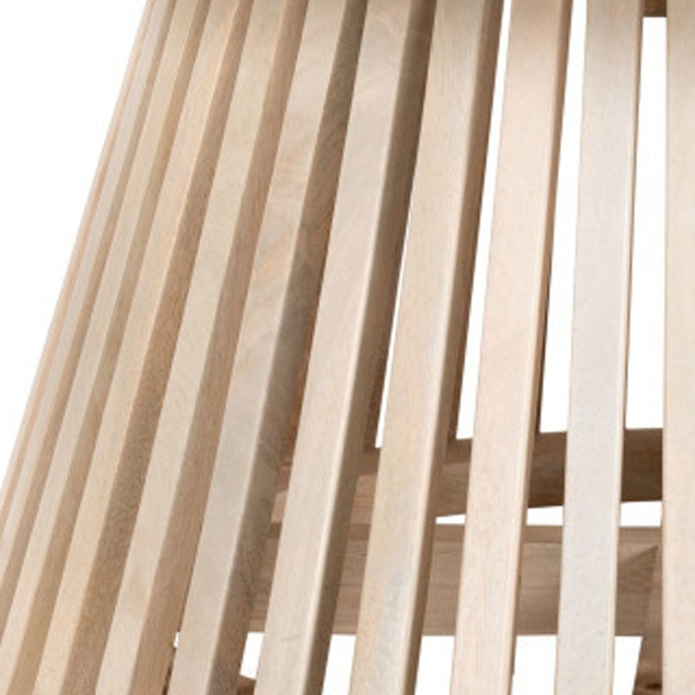 32" White and Natural Genuine Marble and Solid Wood Round Drum Coffee Table