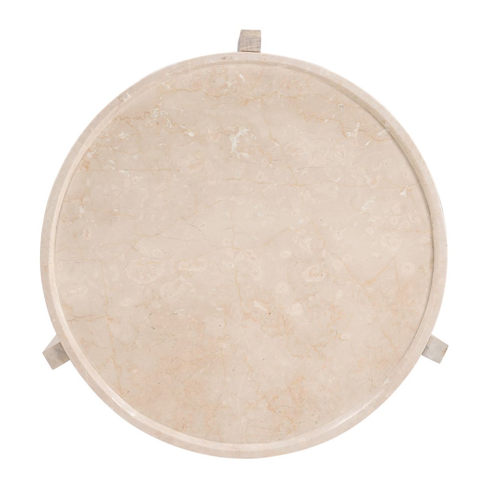 30" Natural Genuine Marble and Marble Round Coffee Table