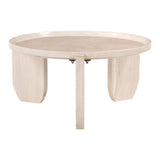30" Natural Genuine Marble and Marble Round Coffee Table