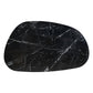 54" Black Genuine Marble and Wood Free Form Coffee Table