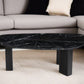 54" Black Genuine Marble and Wood Free Form Coffee Table