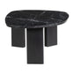54" Black Genuine Marble and Wood Free Form Coffee Table