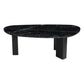 54" Black Genuine Marble and Wood Free Form Coffee Table