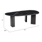54" Black Genuine Marble and Wood Free Form Coffee Table