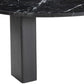 54" Black Genuine Marble and Wood Free Form Coffee Table