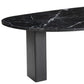 54" Black Genuine Marble and Wood Free Form Coffee Table
