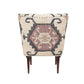 26" Beige Blue and Red  Jute Southwestern Wingback Chair