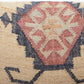 26" Beige Blue and Red  Jute Southwestern Wingback Chair