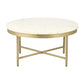18" Ivory And Gold Wood And Steel Round Coffee Table