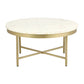18" Ivory And Gold Wood And Steel Round Coffee Table