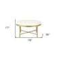 18" Ivory And Gold Wood And Steel Round Coffee Table