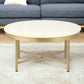 18" Ivory And Gold Wood And Steel Round Coffee Table