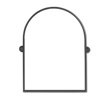 36" Black Metal Arch Tilting Framed Accent Mirror