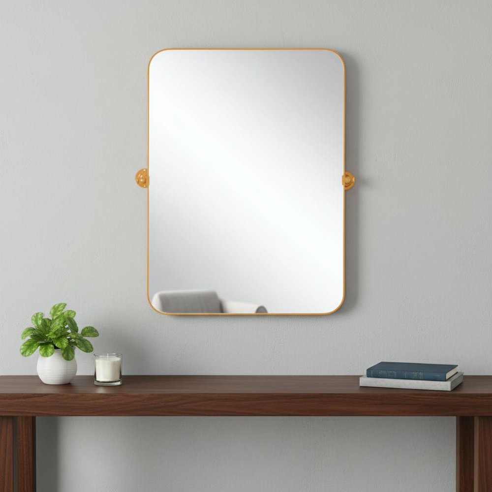 36" Gold Metal Tilting Framed Accent Mirror