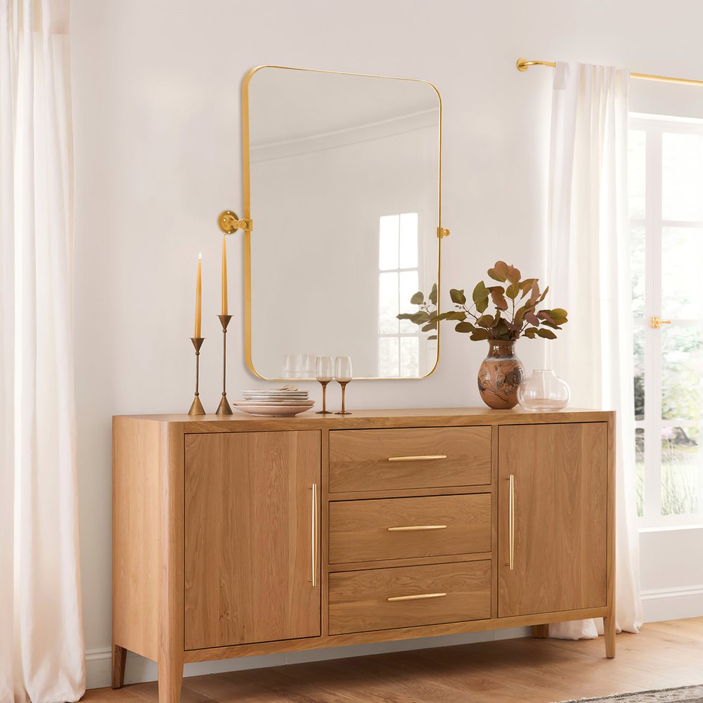 36" Gold Metal Tilting Framed Accent Mirror