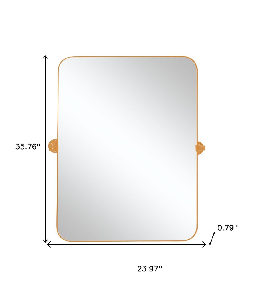 36" Gold Metal Tilting Framed Accent Mirror