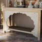 56" Natural Solid Wood Distressed Console Table With Shelf