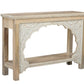 56" Natural Solid Wood Distressed Console Table With Shelf
