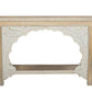 56" Natural Solid Wood Distressed Console Table With Shelf