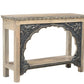 56" Natural and Black Solid Wood Distressed Console Table With Shelf