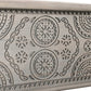 54" Gray Carved Geo Scroll Solid Wood Storage Ottoman