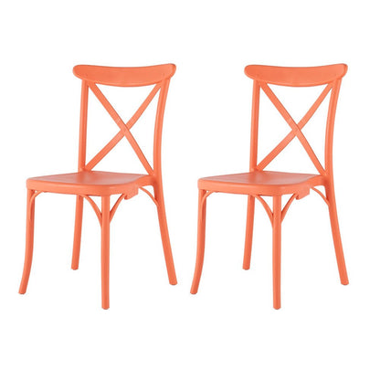 Set of Two Salmon Heavy Duty Plastic Outdoor Stacking Dining Chairs