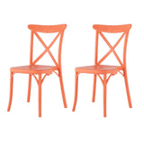 Set of Two Salmon Heavy Duty Plastic Outdoor Stacking Dining Chairs