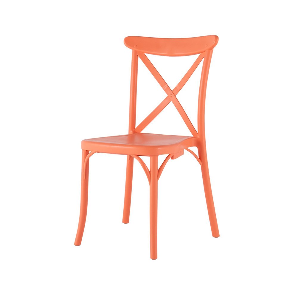 Set of Two Salmon Heavy Duty Plastic Outdoor Stacking Dining Chairs