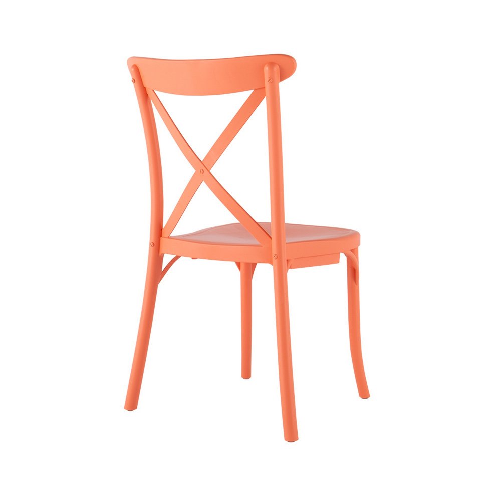 Set of Two Salmon Heavy Duty Plastic Outdoor Stacking Dining Chairs