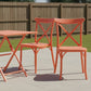 Set of Two Salmon Heavy Duty Plastic Outdoor Stacking Dining Chairs