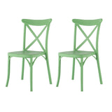 Set of Two Green Heavy Duty Plastic Outdoor Stacking Dining Chairs
