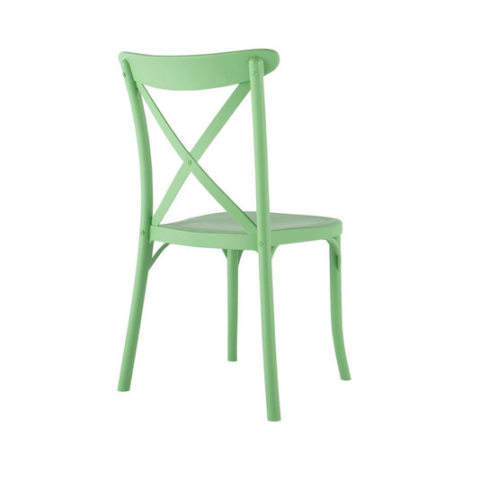 Set of Two Green Heavy Duty Plastic Outdoor Stacking Dining Chairs