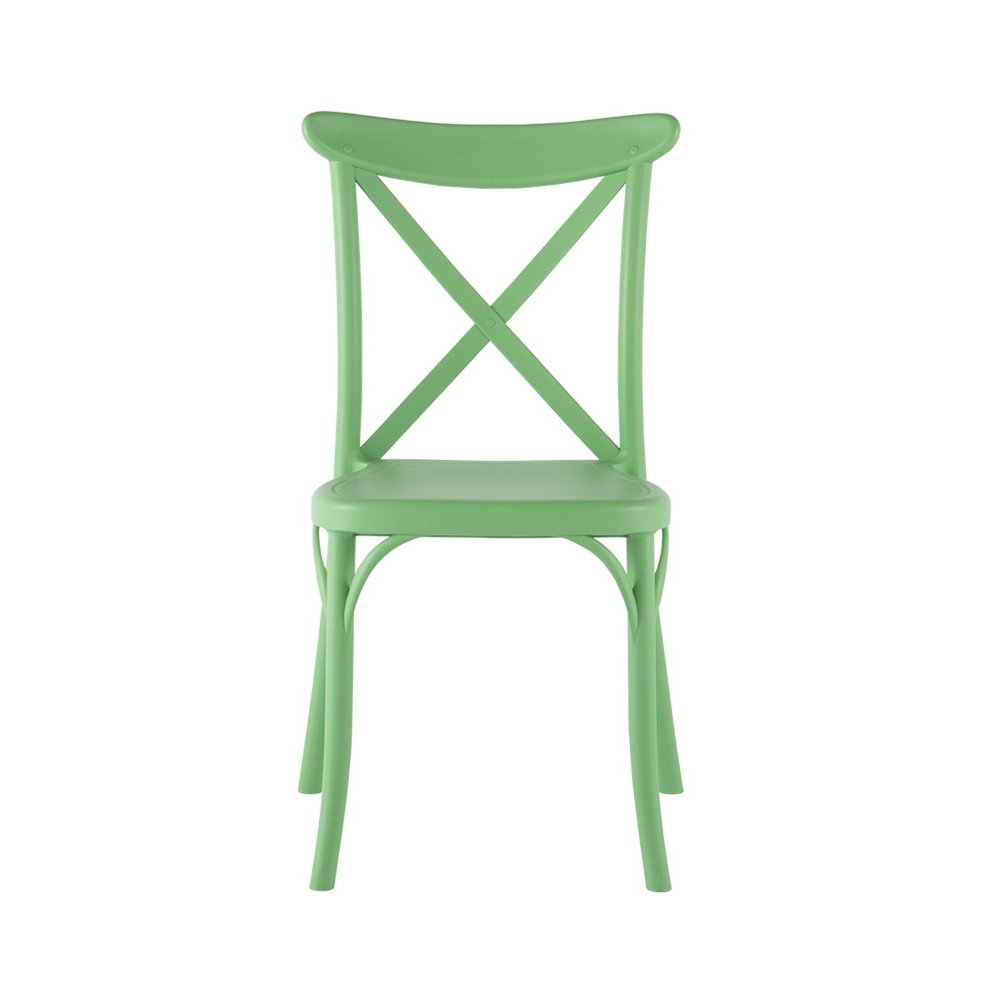 Set of Two Green Heavy Duty Plastic Outdoor Stacking Dining Chairs