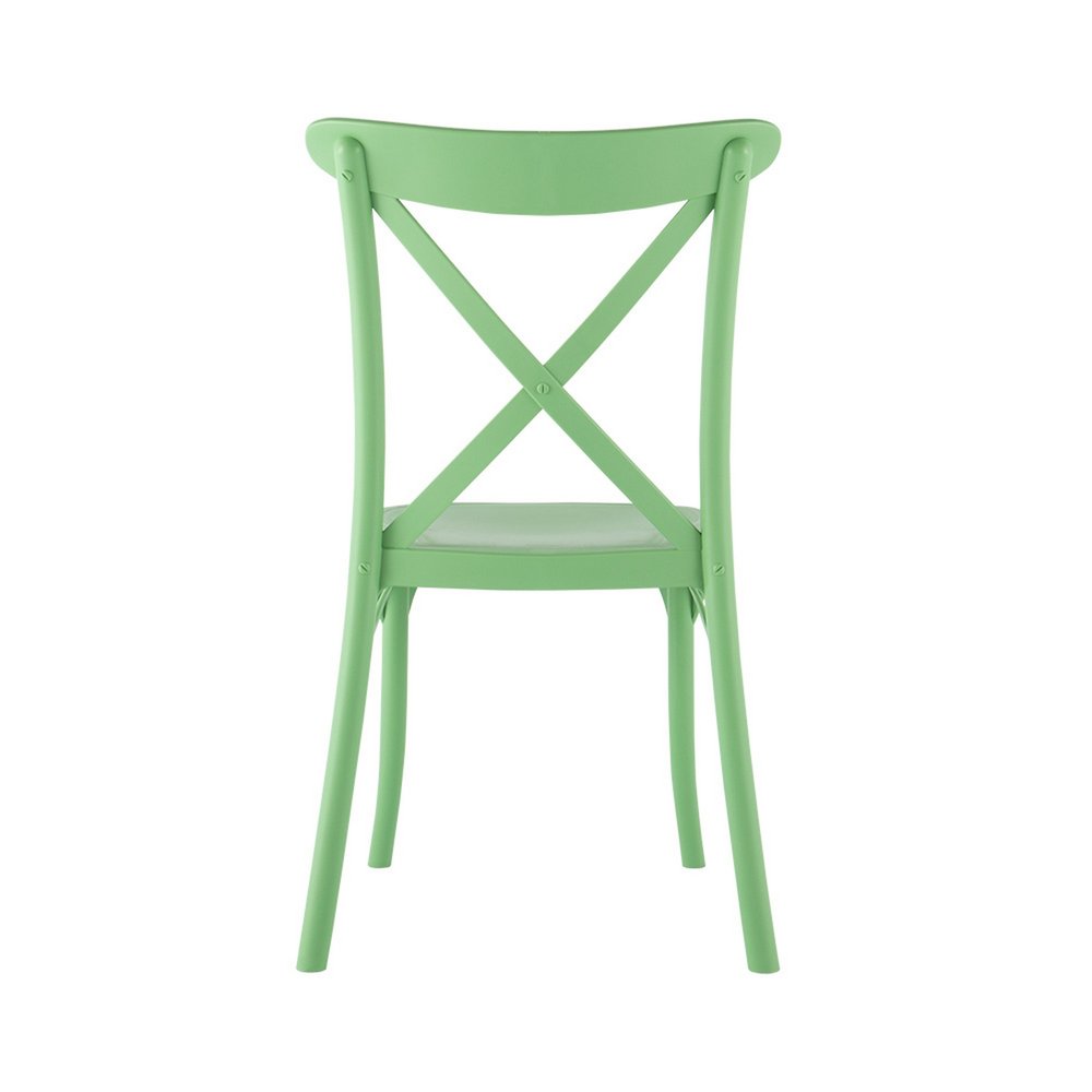 Set of Two Green Heavy Duty Plastic Outdoor Stacking Dining Chairs