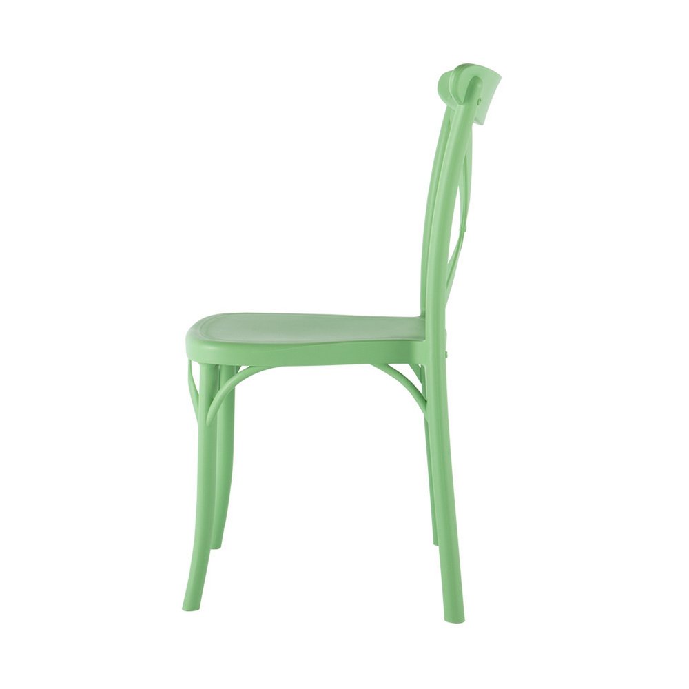 Set of Two Green Heavy Duty Plastic Outdoor Stacking Dining Chairs