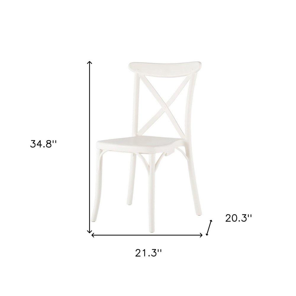 Set of Two White Heavy Duty Plastic Outdoor Stacking Dining Chairs