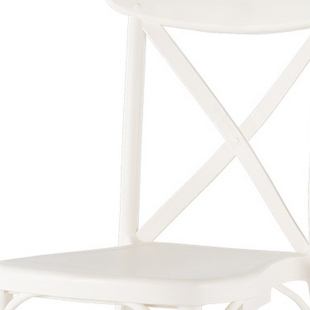 Set of Two White Heavy Duty Plastic Outdoor Stacking Dining Chairs