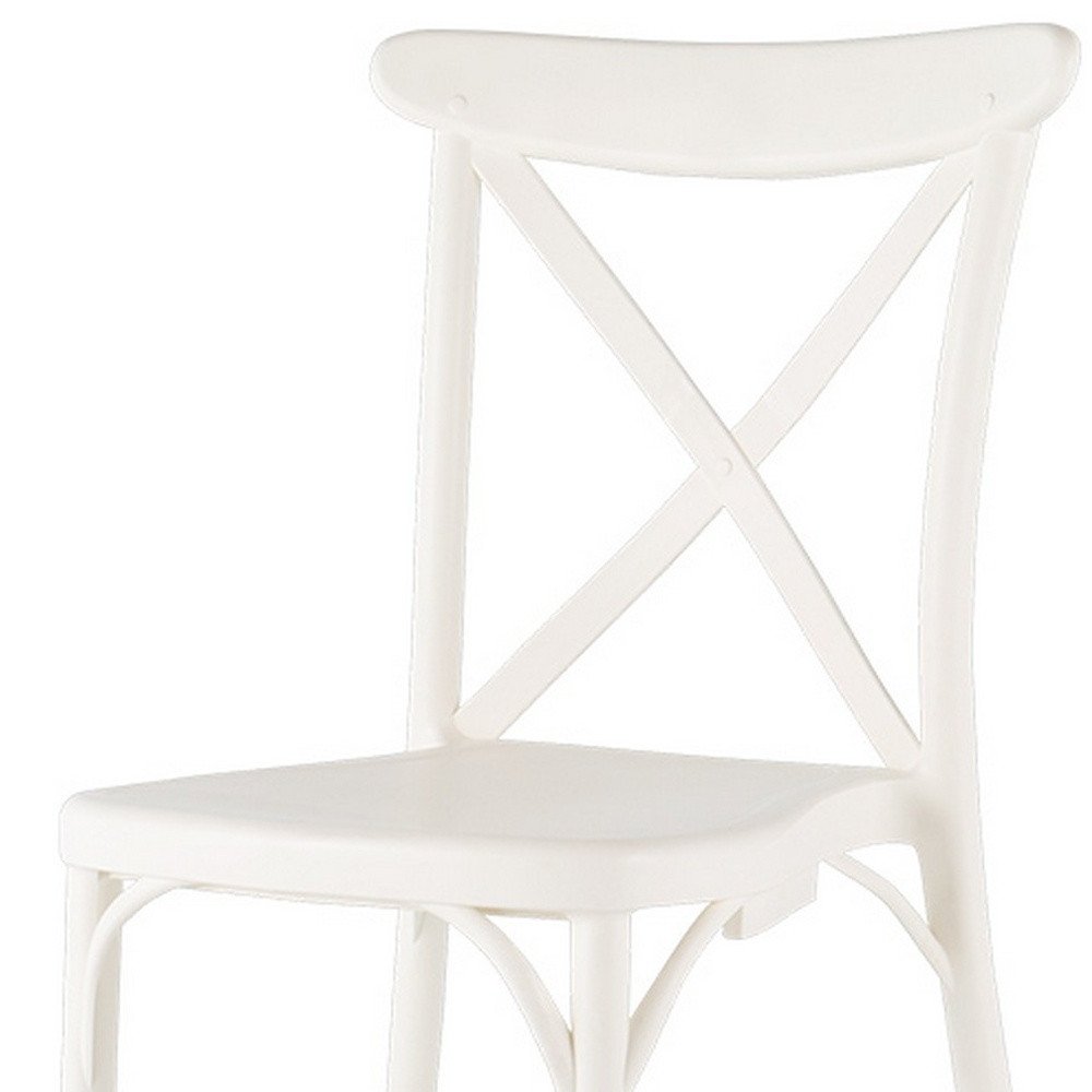 Set of Two White Heavy Duty Plastic Outdoor Stacking Dining Chairs