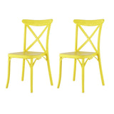 Set of Two Yellow Heavy Duty Plastic Outdoor Dining Chairs