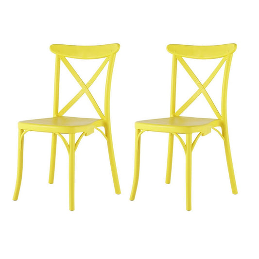 Set of Two Yellow Heavy Duty Plastic Outdoor Dining Chairs