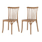 Set of Two Tan and Natural Heavy Duty Plastic Slat Back Dining Side Chairs