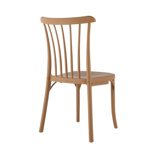 Set of Two Tan and Natural Heavy Duty Plastic Slat Back Dining Side Chairs