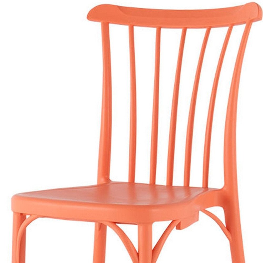 Set of Two Salmon Heavy Duty Plastic Outdoor Stacking Dining Chairs
