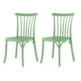 Set of Two Green Heavy Duty Plastic Outdoor Stacking Dining Chairs
